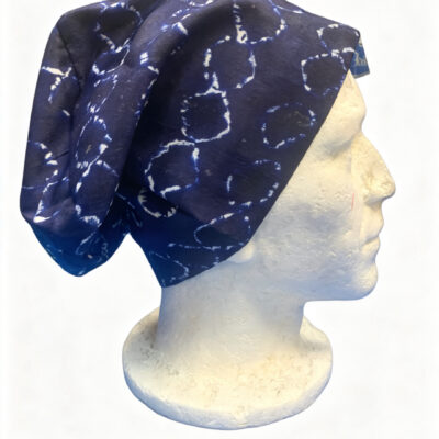 Dark Blue and White Aso-oke Cap