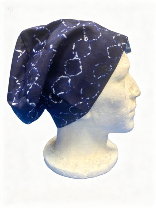 Dark Blue and White Aso-oke Cap | African Clothes Store