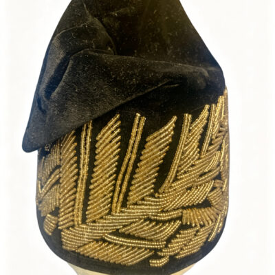 Gold & Velvet Handmade Cap - Black