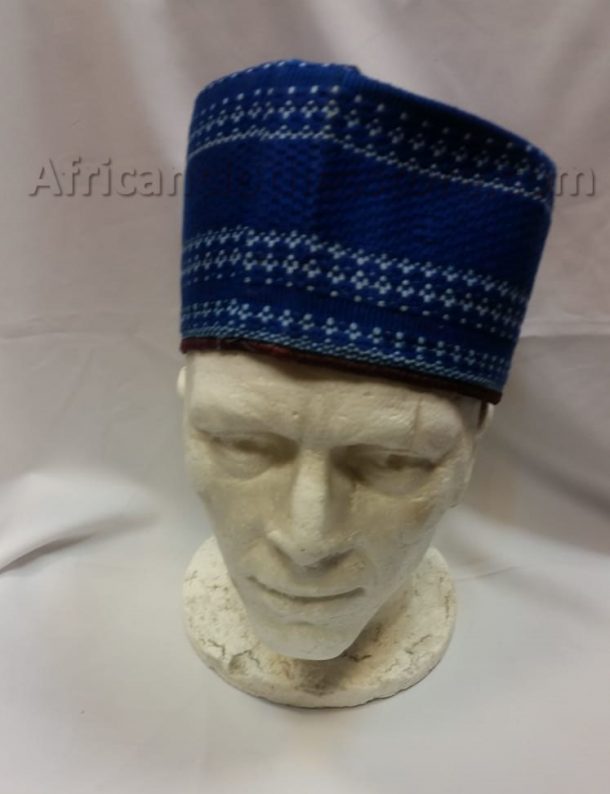 Multi-colour Handmade Hausa Cap – Blue | African Clothes Store