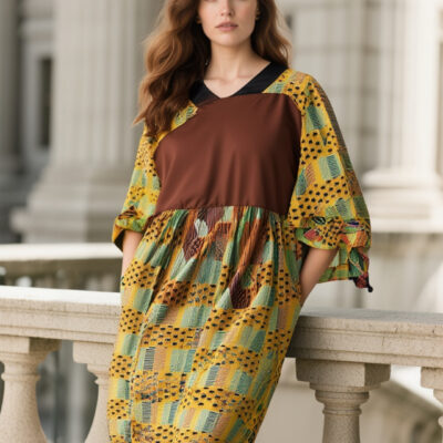 Patchwork Ankara Midi Dress