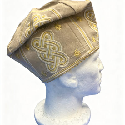 Beige & Gold Hand Made Aso-oke Hat