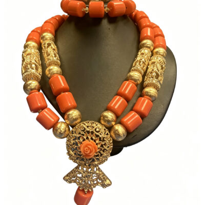 Double Coral Set with Gold