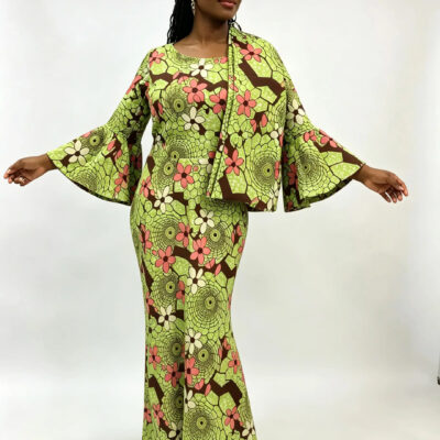 Women's Ankara Long Gown with Matching Scarf
