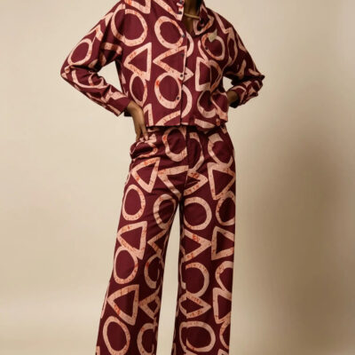 Two-Piece African Tie-Dye Baggy Trouser & Long Sleeve Top Set