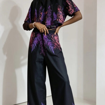 Women's African Tie-Dye Two-Piece Baggy Trouser & Top Set