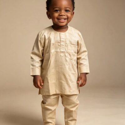 Boys’ Light Brown Voile Two-Piece Suit – Ages 3–4