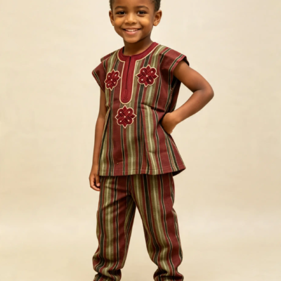 Boys’ Hand-Woven African Two-Piece Suit