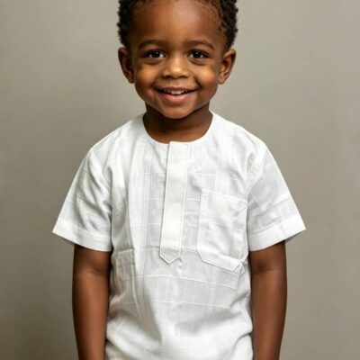 Boys’ White Voile Two-Piece Suit – Ages 3–4