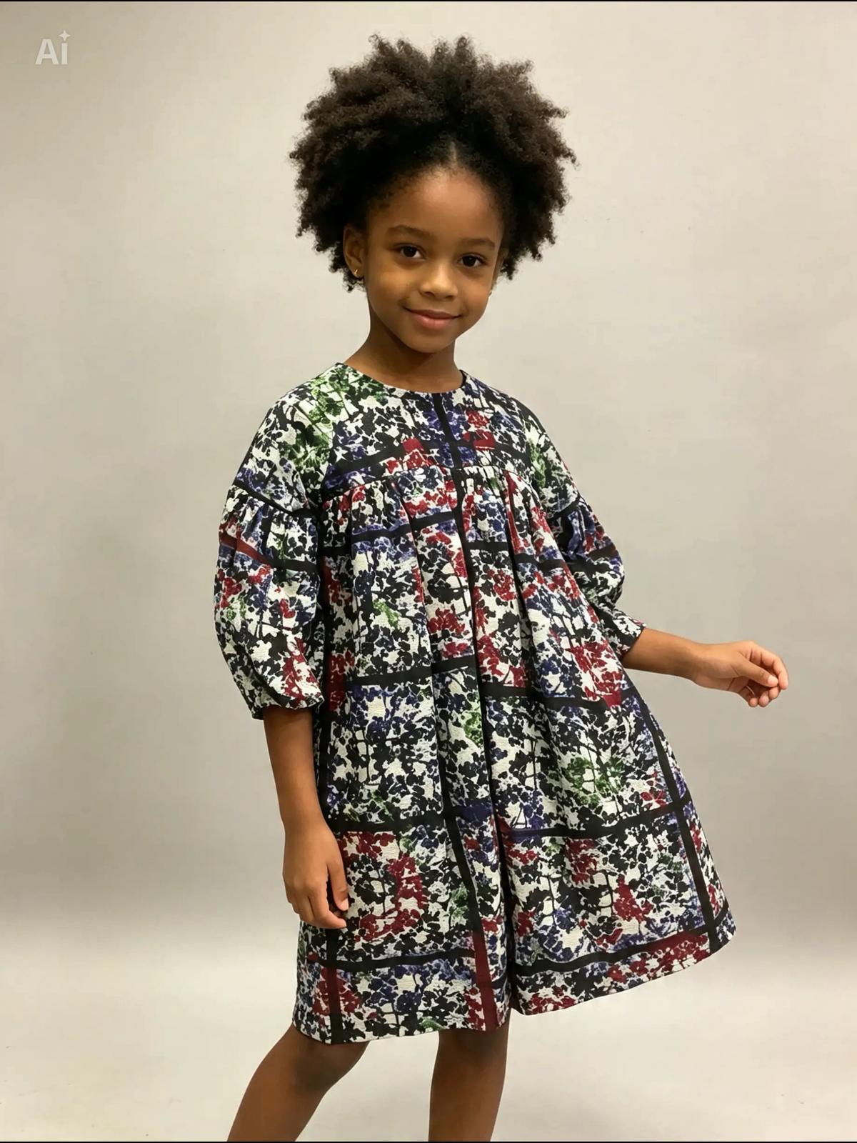 Girls’ Beautiful Printed Ankara Dress – Ages 3–4