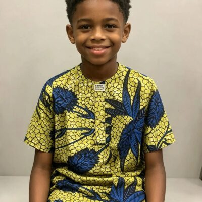 Boys’ Ankara Two-Piece African Suit – Ages 6–8