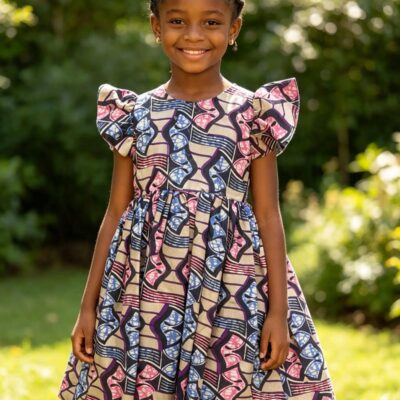 Flora Print 100% Cotton Ankara Dress – Ages 4–5